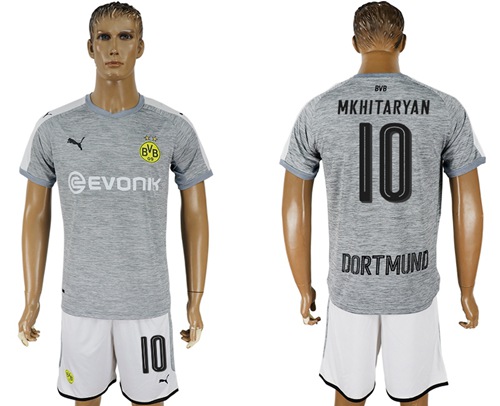 Dortmund #10 Mkhitaryan Grey Soccer Club Jersey